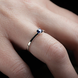 Solitaire Ring with Blue Spinel