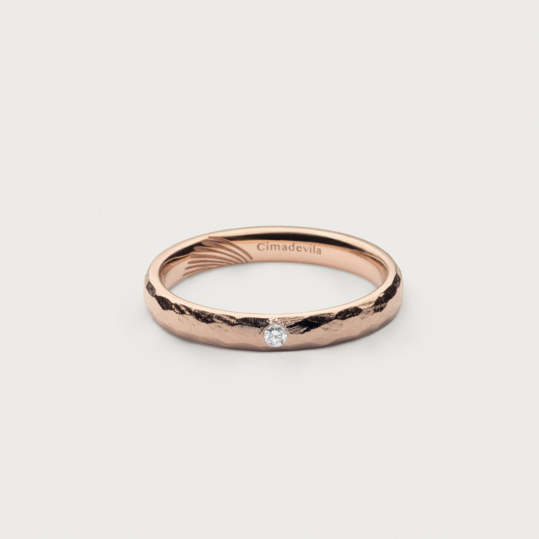 LOVE MARK WEDDING BAND ORGANIC Rose gold, diamond