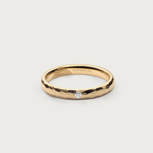 LOVE MARK WEDDING BAND ORGANIC Yellow gold, diamond