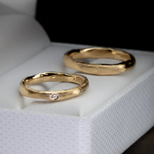 Load image into Gallery viewer, 18K Yellow Gold Love Mark Wedding Bands Organic Form
