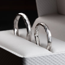 Load image into Gallery viewer, 18K White Gold Love Mark Wedding Bands Organic Form
