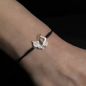 Butterfly Bracelet with Black Cotton Cord