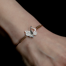 Cargar imagen en el visor de la galería, Butterfly Bracelet with Brown Cotton Cord
