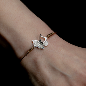 Butterfly Bracelet with Brown Cotton Cord