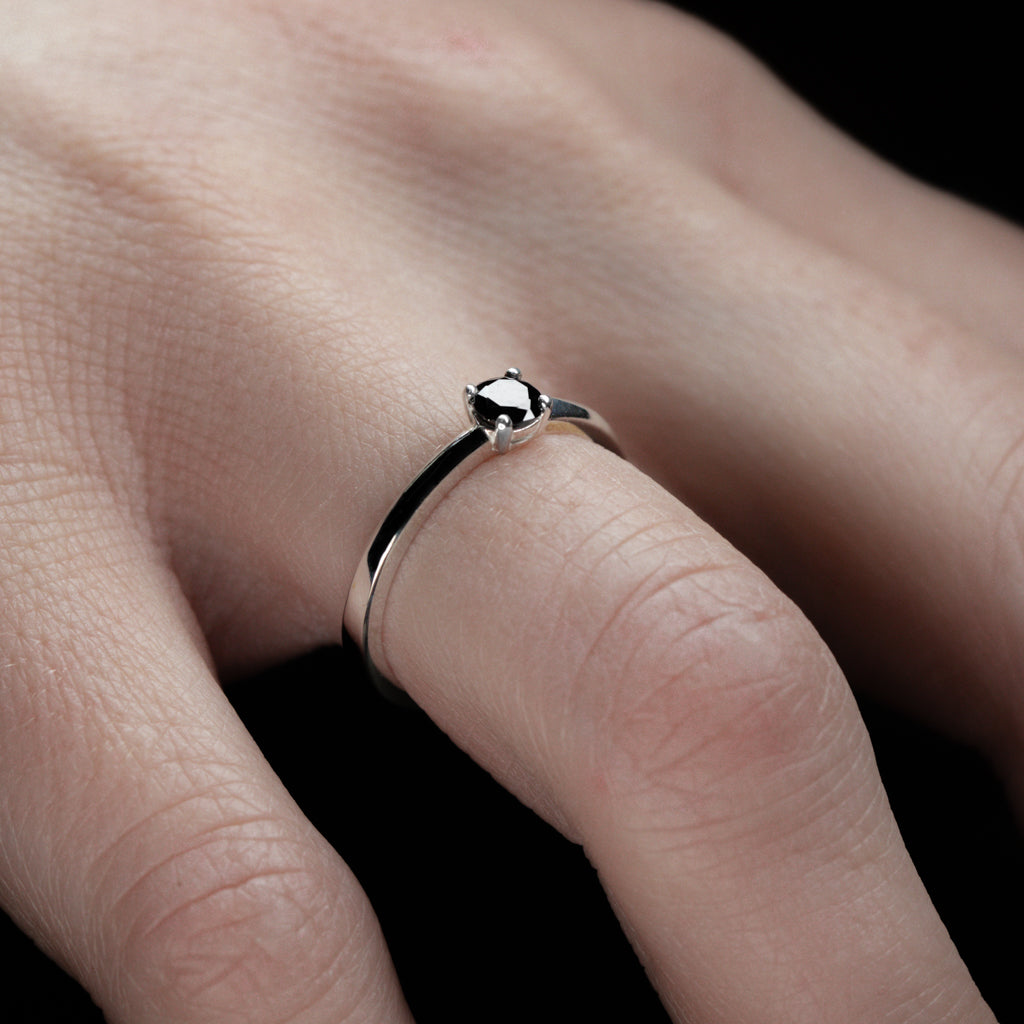 Solitaire Ring with Black Zirconia