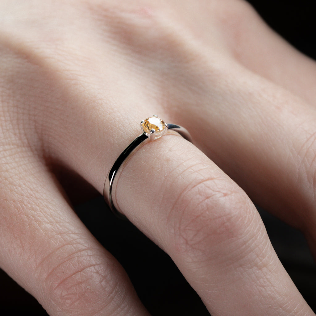 Solitaire Ring with Champagne Zirconia