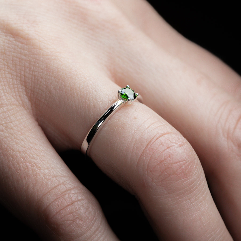 Solitaire Ring with Green Zirconia