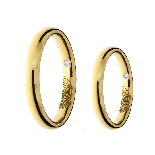 18K Yellow Gold Love Mark Wedding Bands