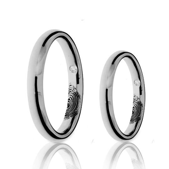 18K White Gold Love Mark Wedding Bands